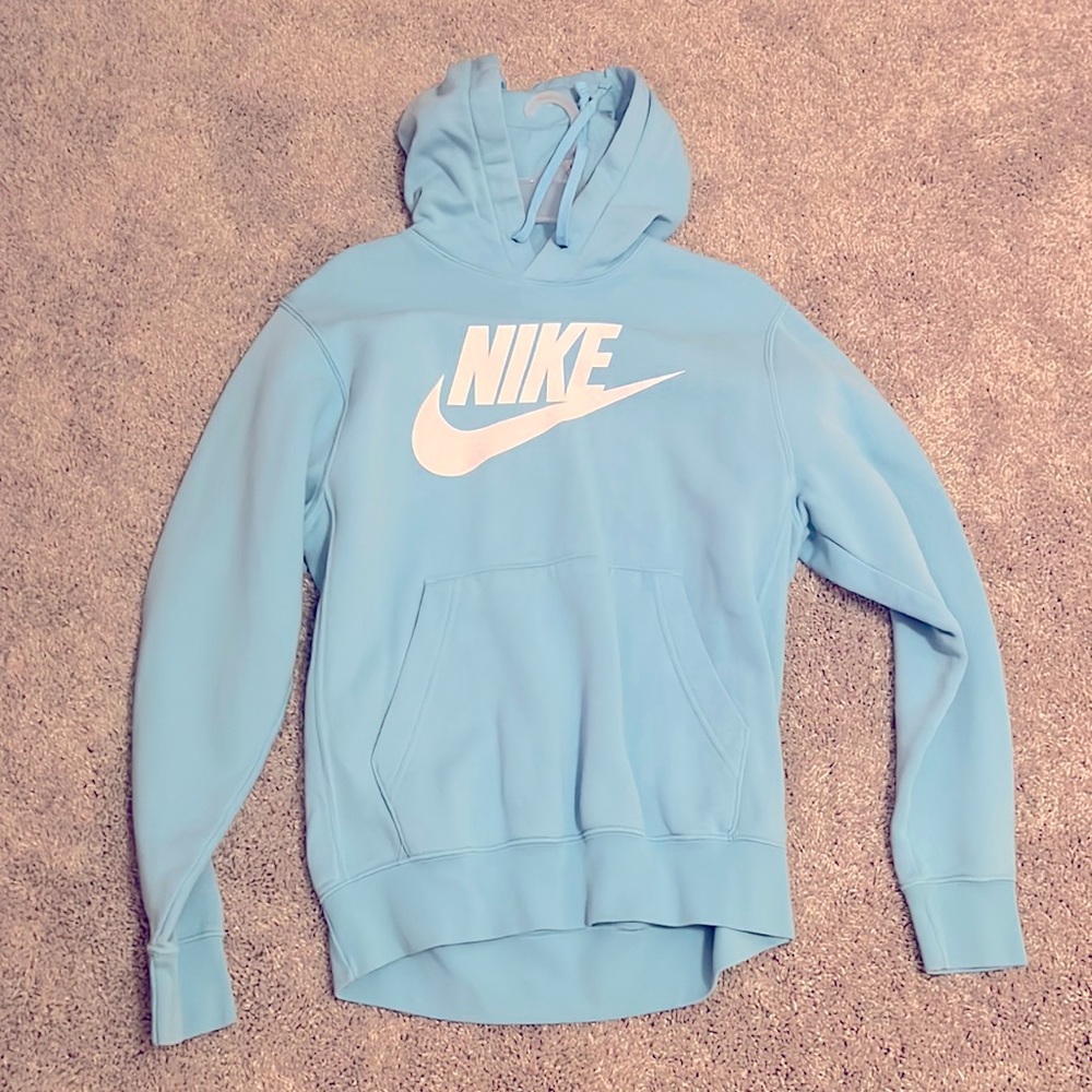 Sky blue nike hoodie.